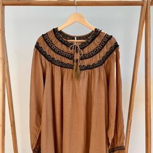 Free People Erin embroidered long sleeve mini dress!
